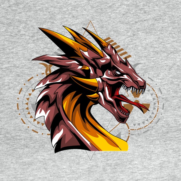 dragon head fire circle retro by SHINIGAMII